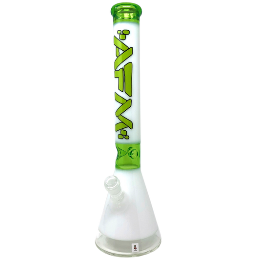 The Pulsar Beaker Bong 18" - Clear Bottom Lime/White
