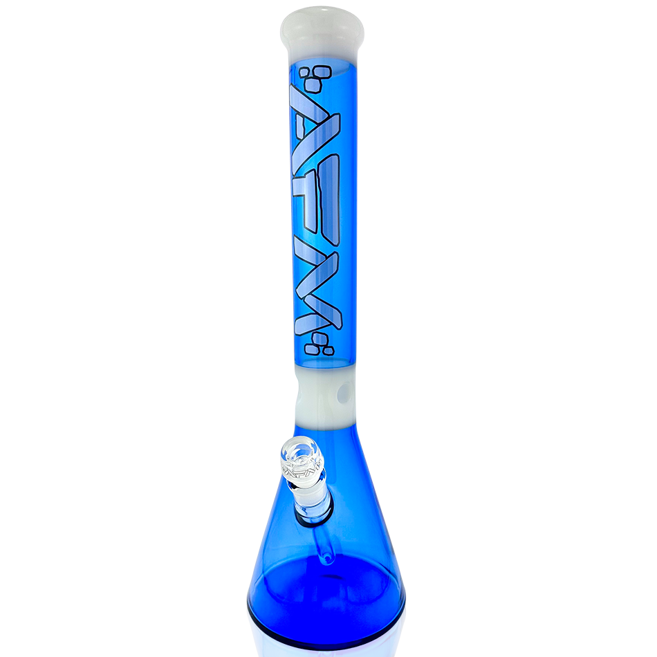 18" AFM Pulsar Color Glass Beaker Bong - Ink Blue/ Ivory
