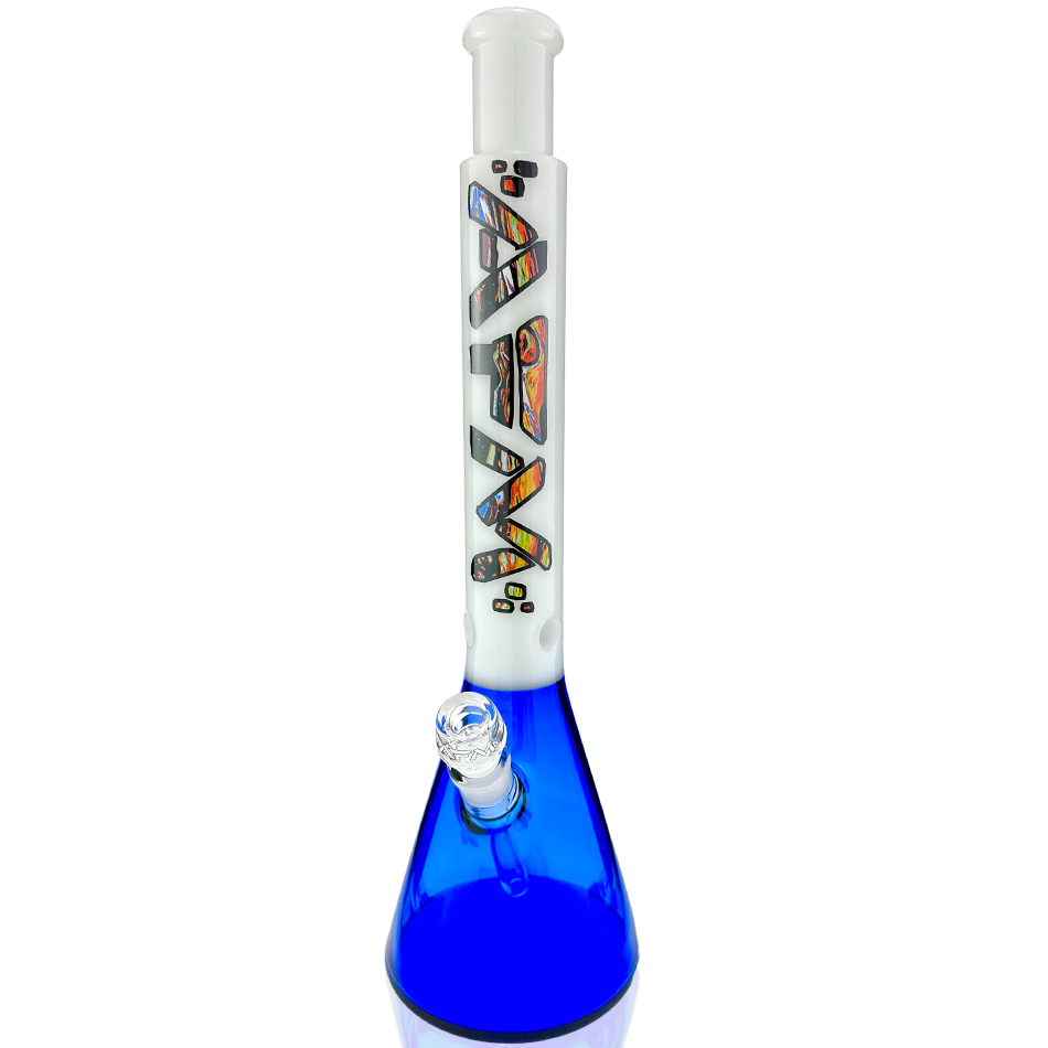 18" AFM Mind Bender Ink Blue Glass Beaker Bong