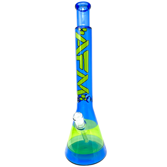 18" AFM Quasar Glass Beaker Bong - Ink Blue/ Lime