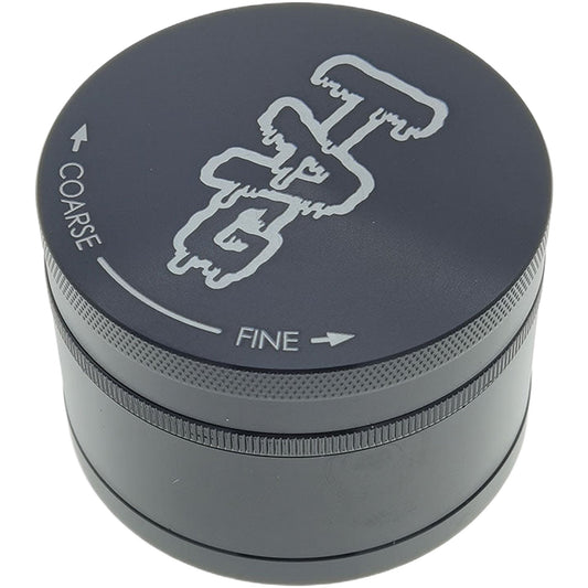 Thick Ass Glass 3" Four-Chamber 120 Micron Grinder with Wavy Logo - Black