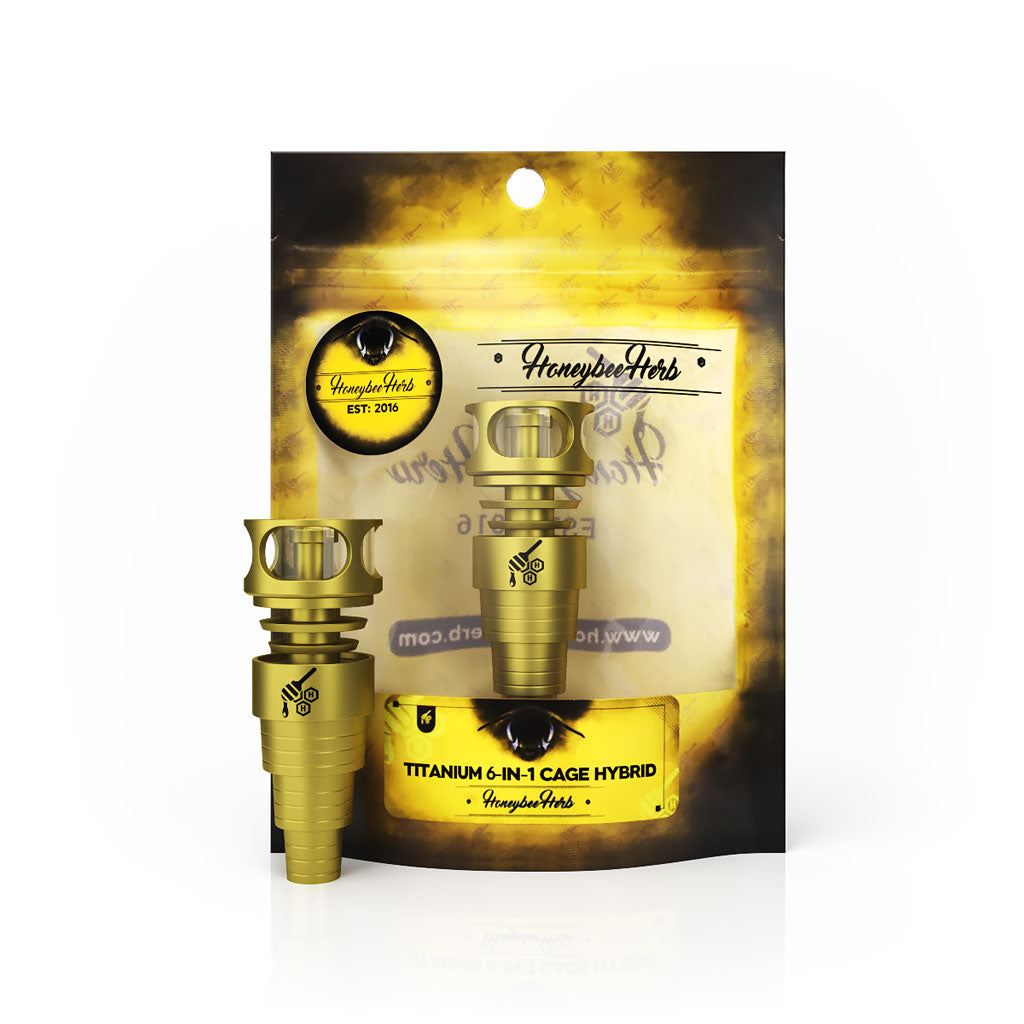 Honeybee Herb Titanium 6-in-1 Cage Hybrid Dab Nail with Quartz Dish