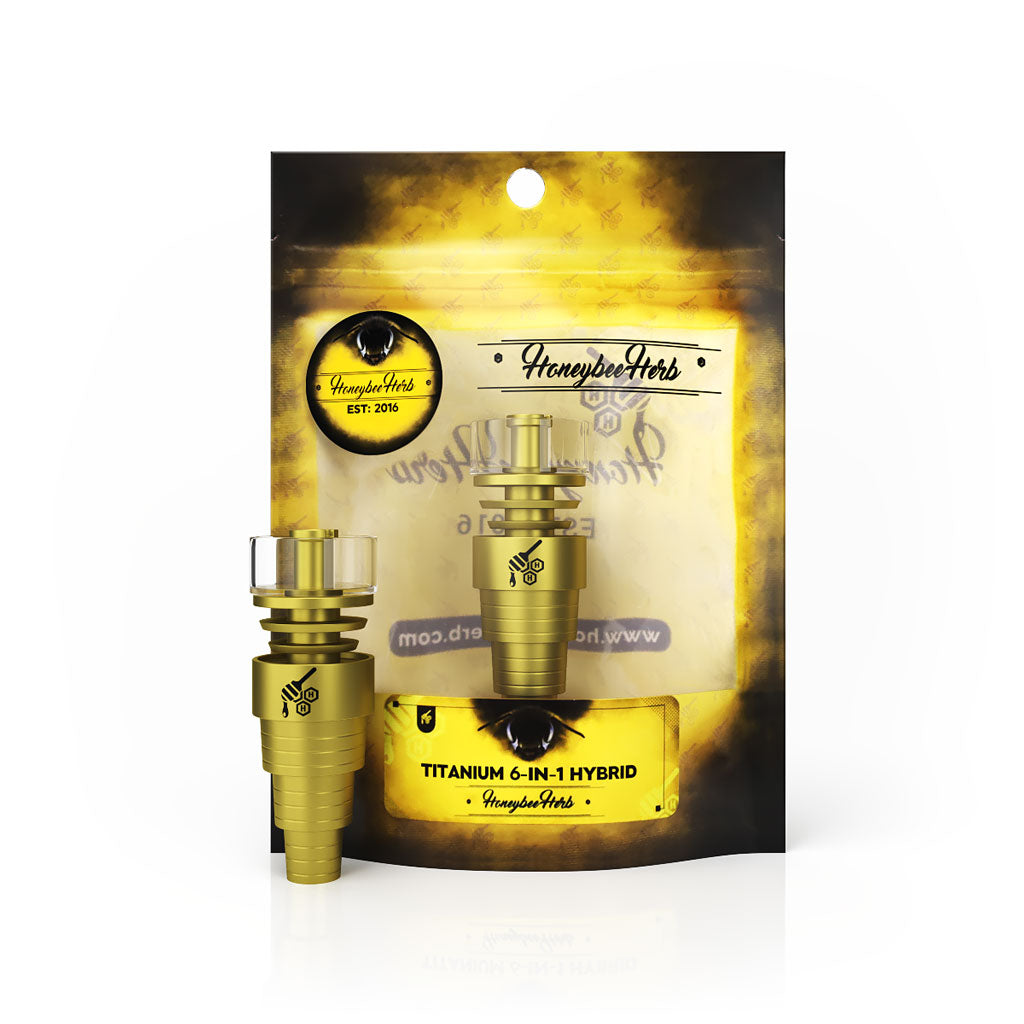 Honeybee Herb Titanium 6-in-1 Hybrid Dab Nail with Quartz Dish