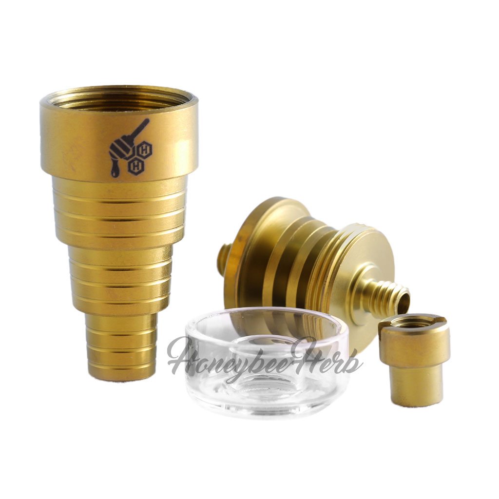 Honeybee Herb Titanium 6-in-1 Hybrid Dab Nail with Quartz Dish