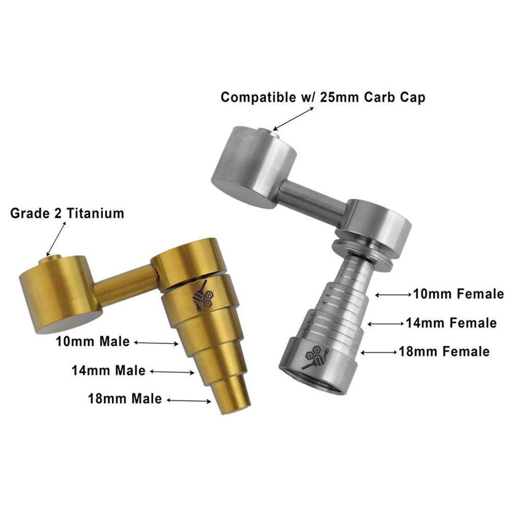 Honeybee Herb Titanium 6-in-1 Universal Sidecar Dab Nail - Grade 2, Carb Cap Compatible