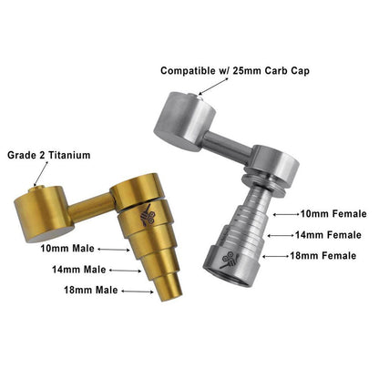 Honeybee Herb Titanium 6-in-1 Universal Sidecar Dab Nail - Grade 2, Carb Cap Compatible
