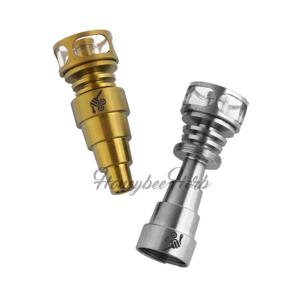 Honeybee Herb Titanium 6-in-1 Cage Hybrid Dab Nail with Quartz Dish