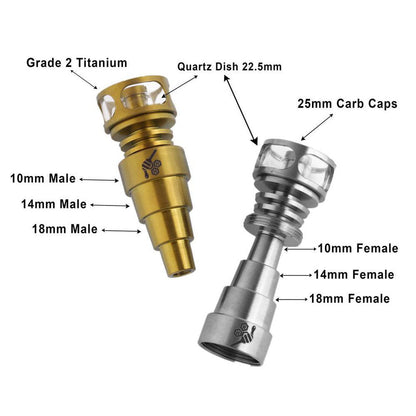 Honeybee Herb Titanium 6-in-1 Cage Hybrid Dab Nail with Quartz Dish