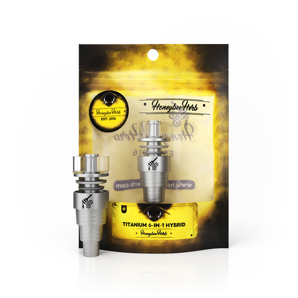 Honeybee Herb Titanium 6-in-1 Hybrid Dab Nail with Quartz Dish