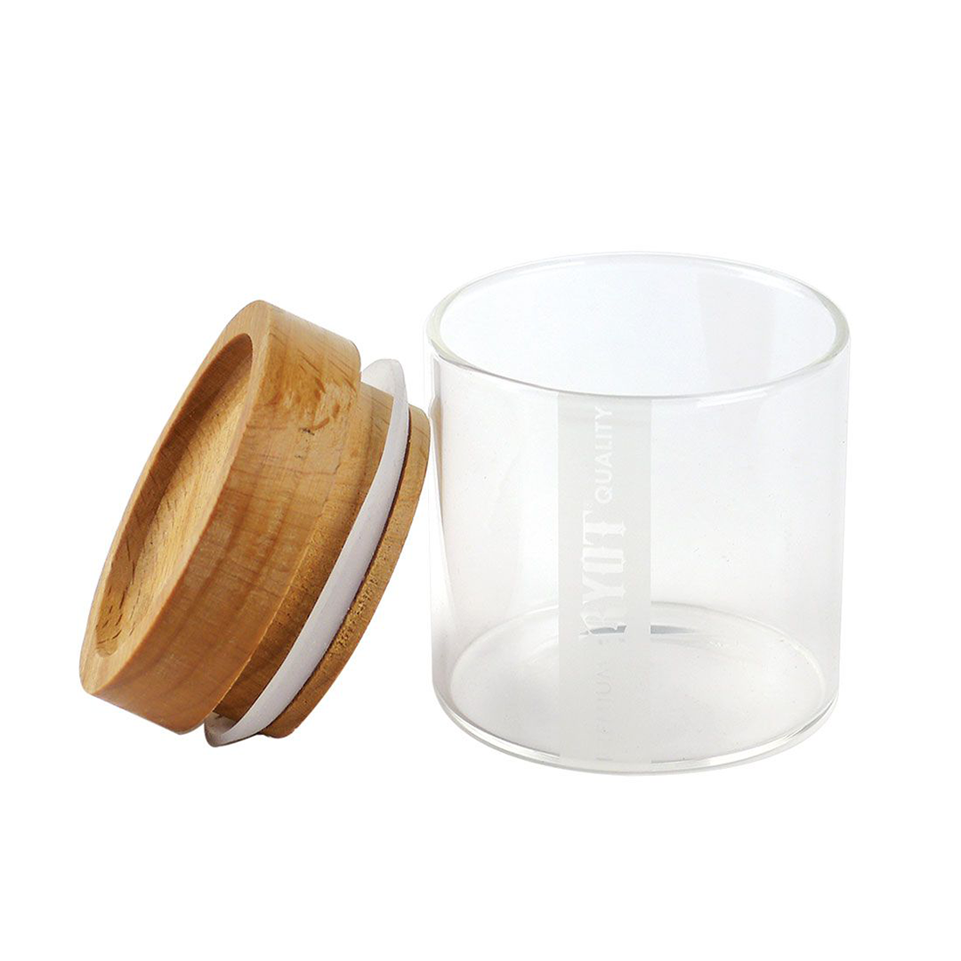 Ryot Herb Storage Glass Jar with Beech Wood Prep Tray Lid & Airtight Seal