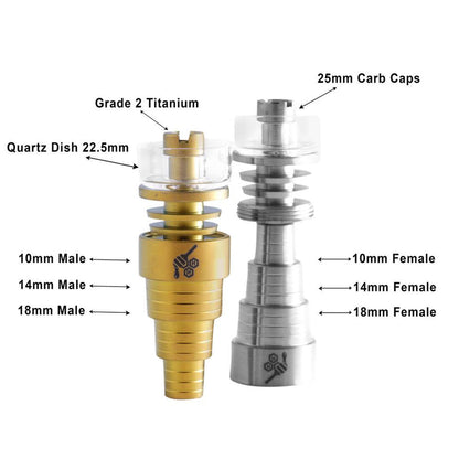 Honeybee Herb Titanium 6-in-1 Hybrid Dab Nail with Quartz Dish
