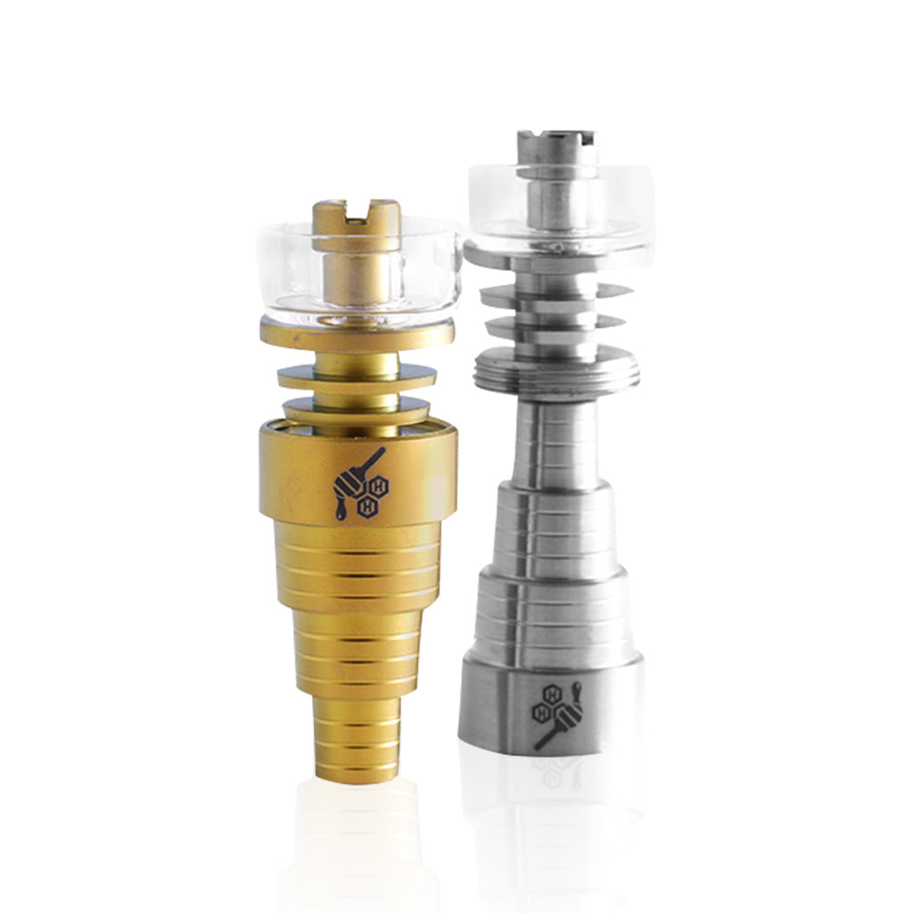 Honeybee Herb Titanium 6-in-1 Hybrid Dab Nail with Quartz Dish