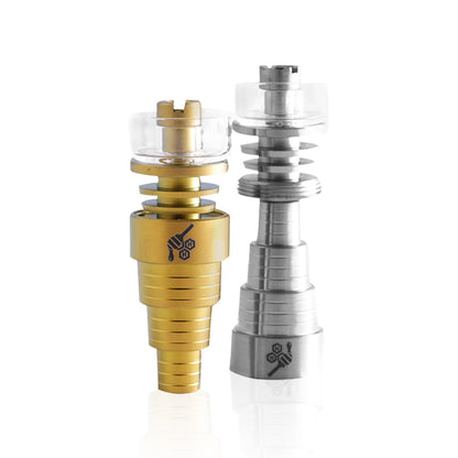 Honeybee Herb Titanium 6-in-1 Hybrid Dab Nail with Quartz Dish