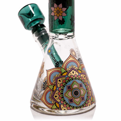 Mandala Myriad Teal 11" Mini Beaker Bong