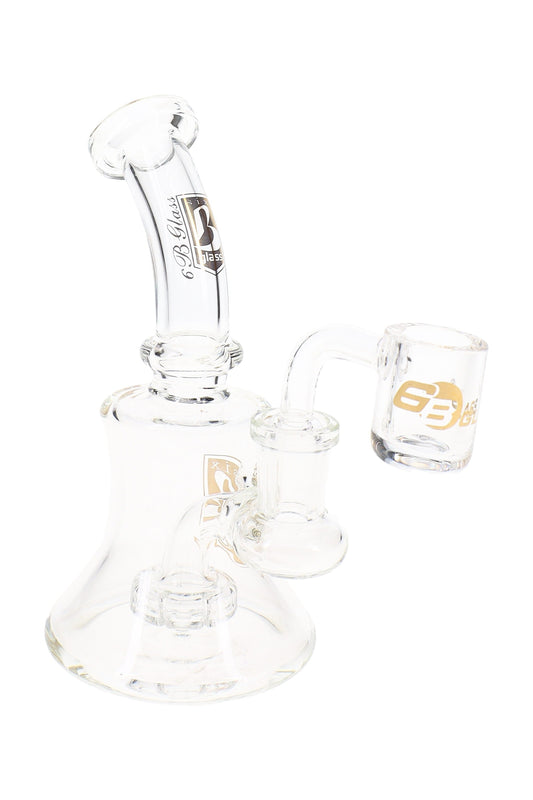 6B Glass Clear Stemless Dab Rig – Showerhead Perc – 5½″
