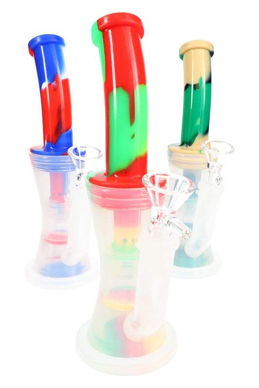 2-Part Silicone Bong “Hive Pop” – Honeycomb-to-Dome Percs – 8½″
