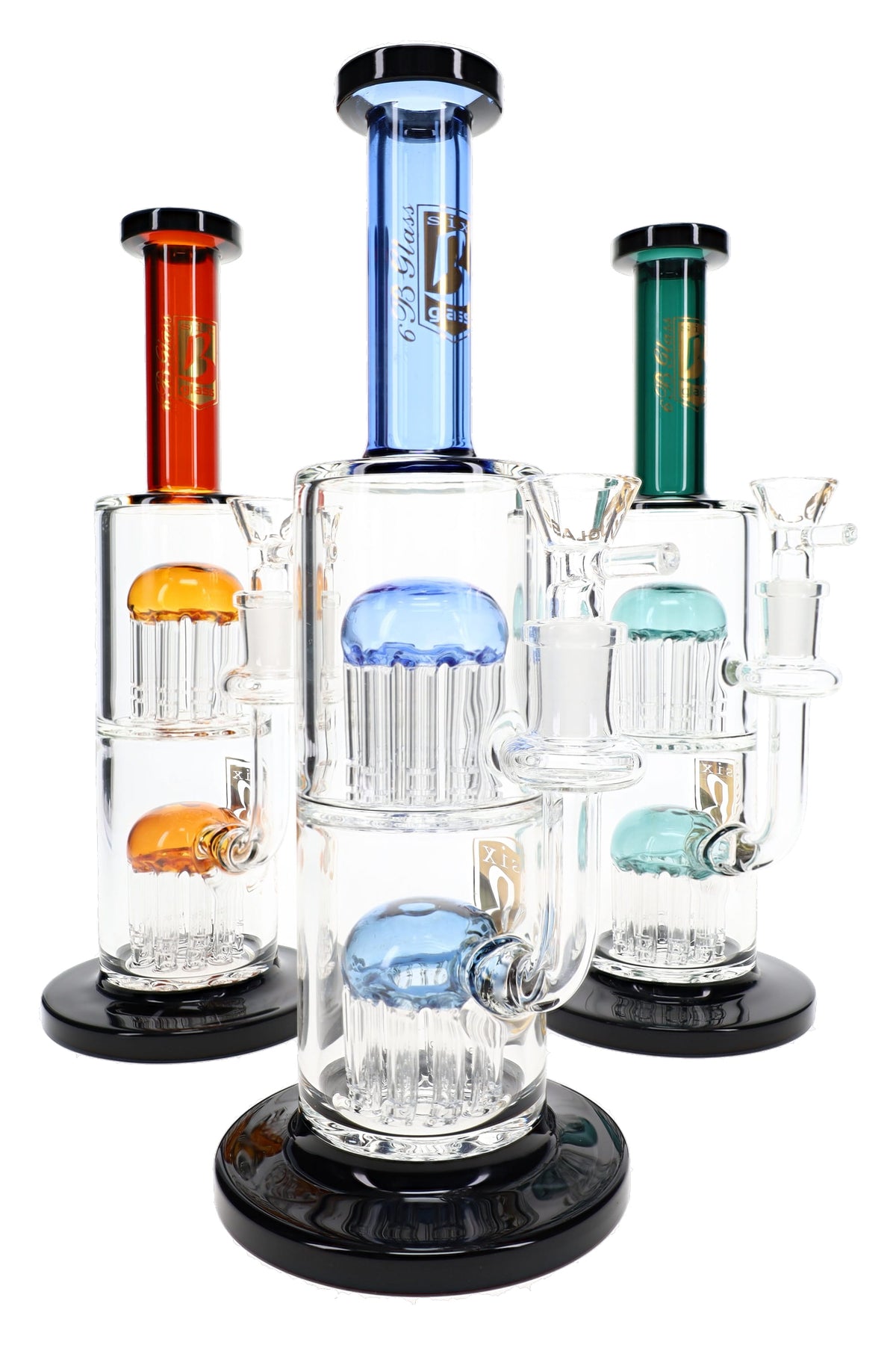 6B Glass 10.5" Double Tree Perc Glass Bong