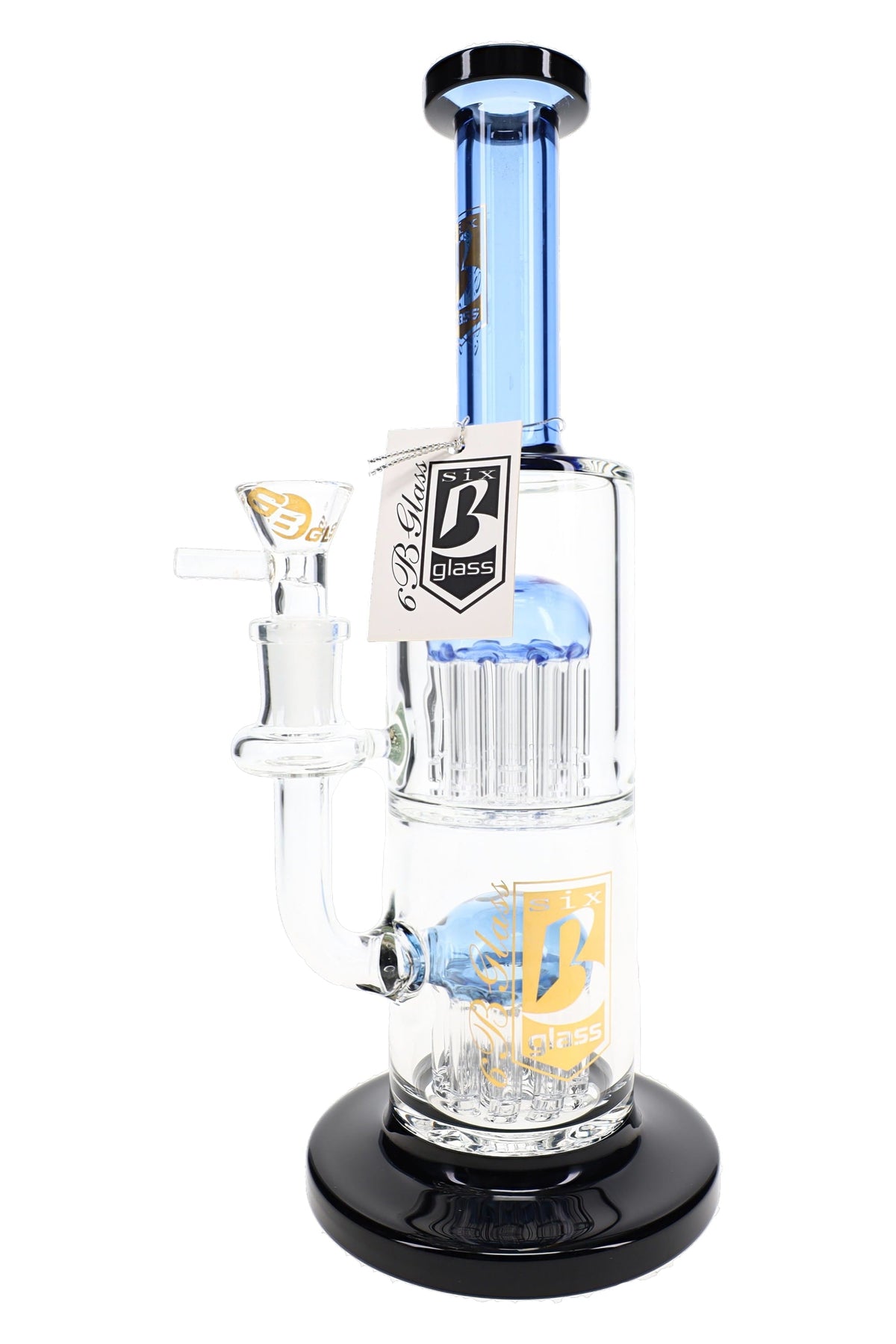 6B Glass 10.5" Double Tree Perc Glass Bong