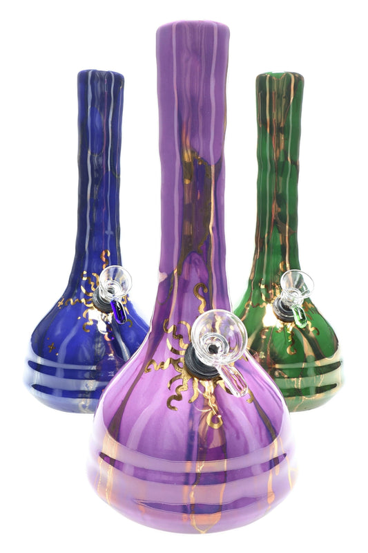 Ancient Creations 9″ Gold Sunburst Ceramic Beaker Bong