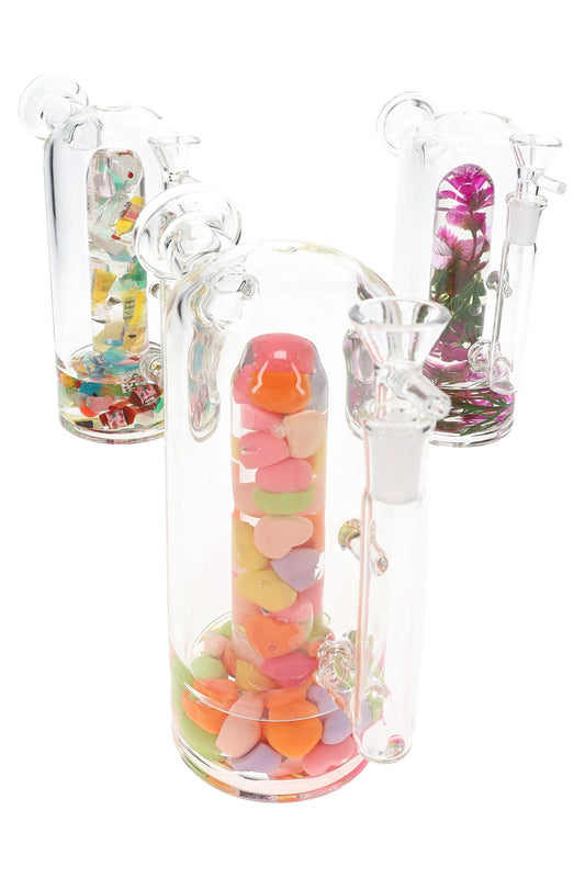 Clear Stemless Glass Bong “Mystery Capsule” – 14.5 mm – 7″ – Assorted
