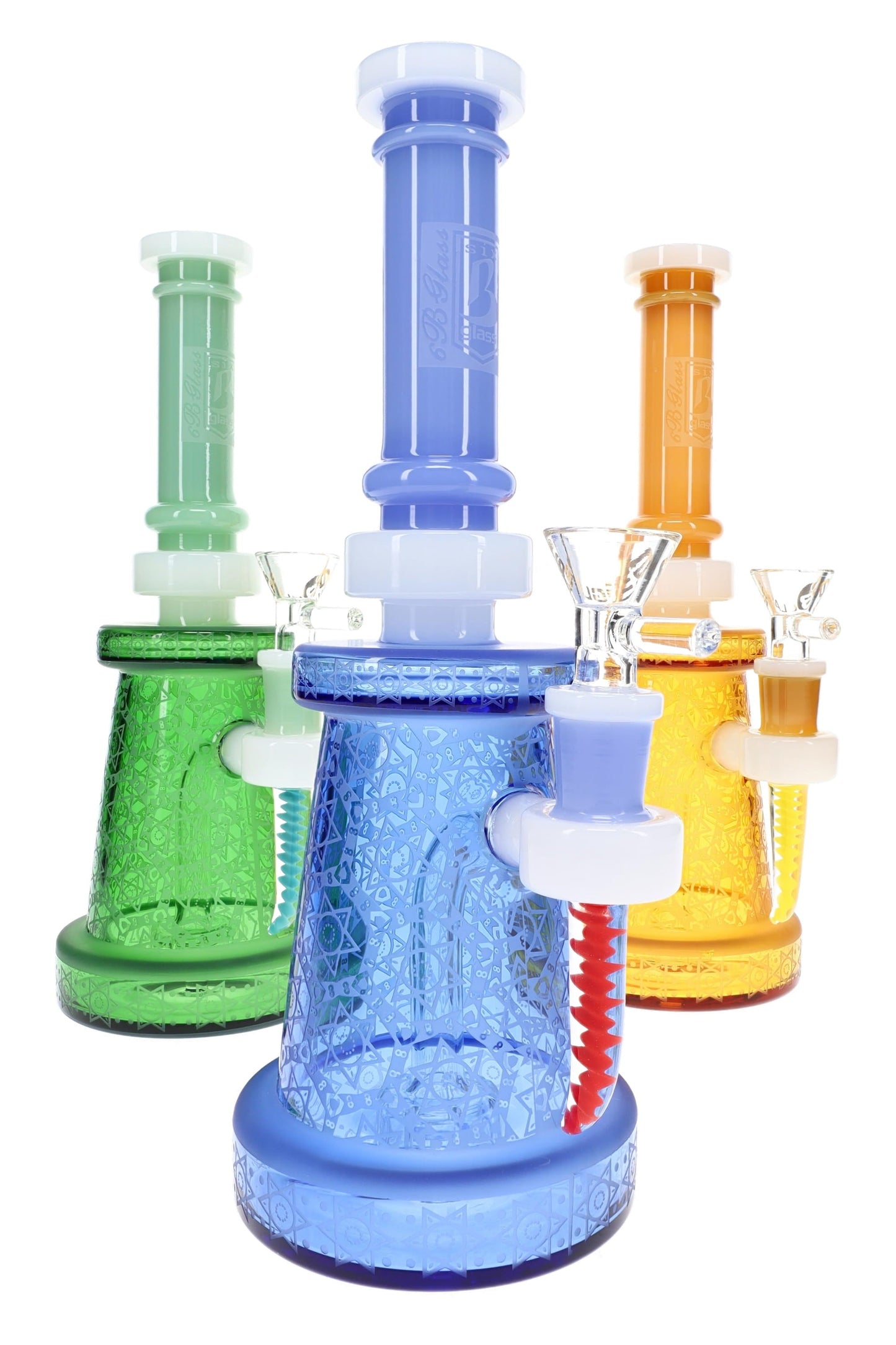 6B Glass Frosted Star Water Pipe – 9½″ – Assorted Colors