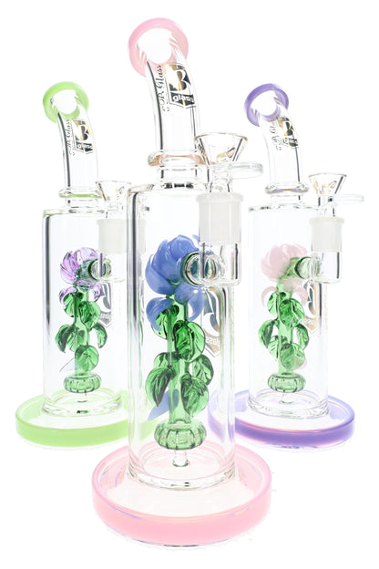 6B Glass Rose Showerhead Perc 10.5" Glass Bong