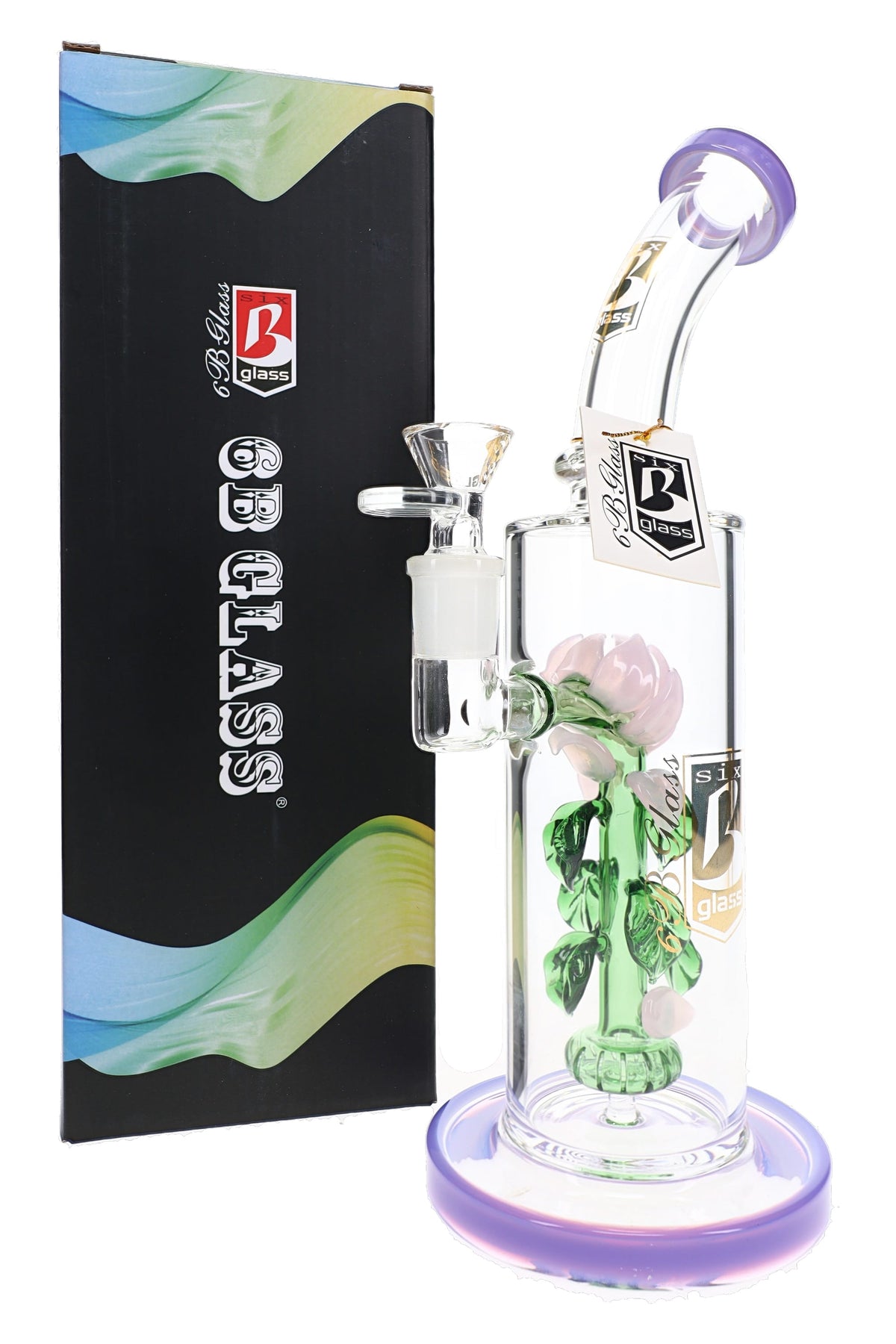 6B Glass Rose Showerhead Perc 10.5" Glass Bong