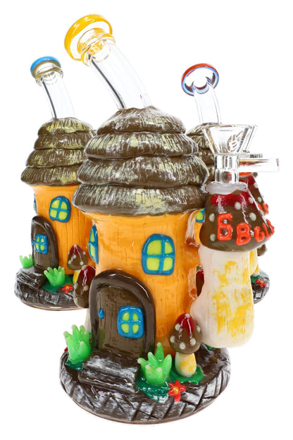 6B Glass Mushroom Hut Glow-in-the-Dark 8" Bong