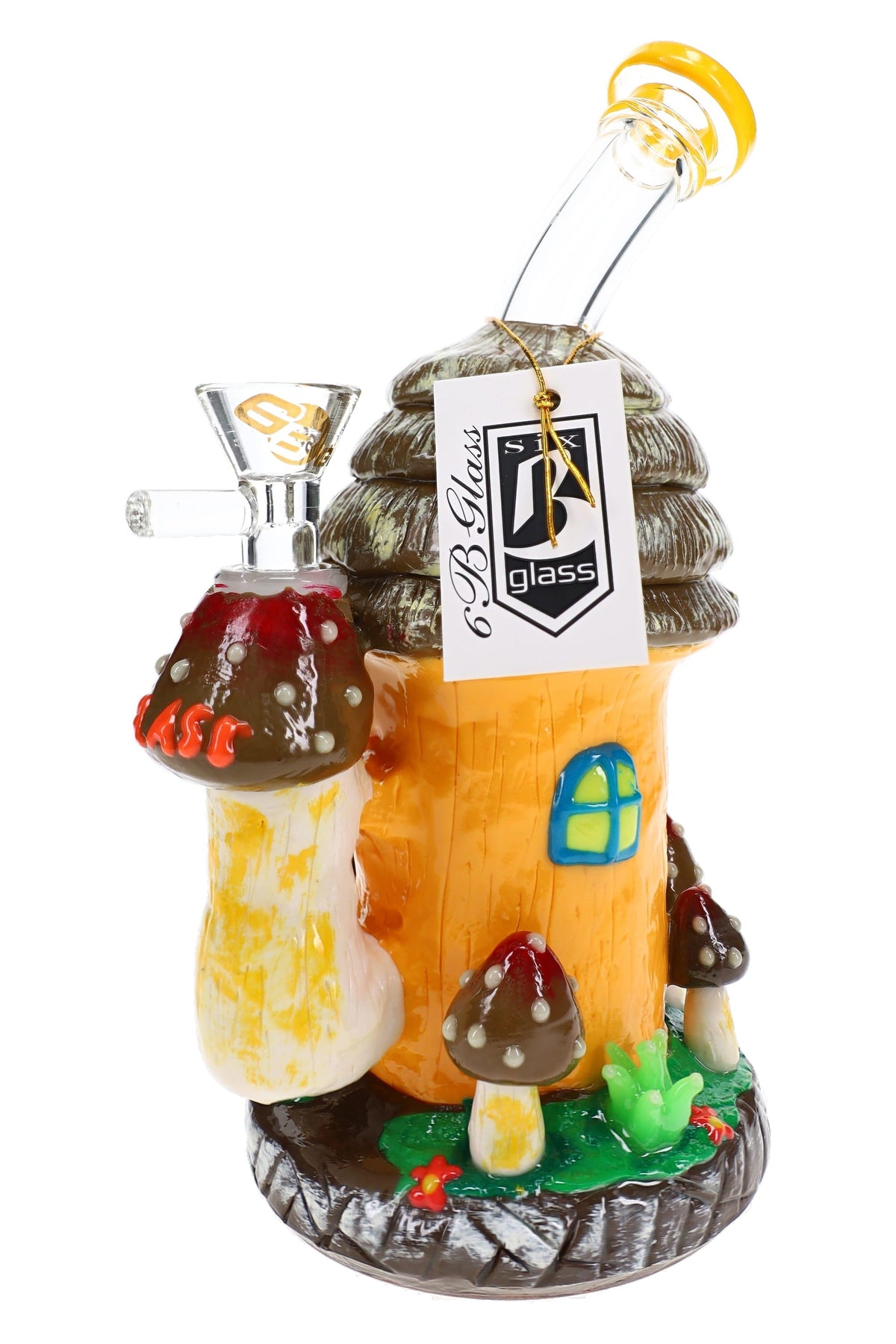 6B Glass Mushroom Hut Glow-in-the-Dark 8" Bong