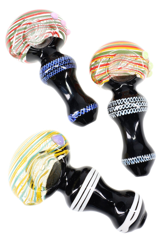 Striped Glass Spoon “Stitch Stripe” – 4½″ – Assorted Colors