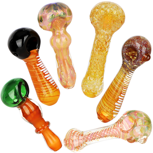 All Worked Up Glass Spoon Pipes | 4.5"-5" | Assorted Colors & Styles | 6ct Bundle