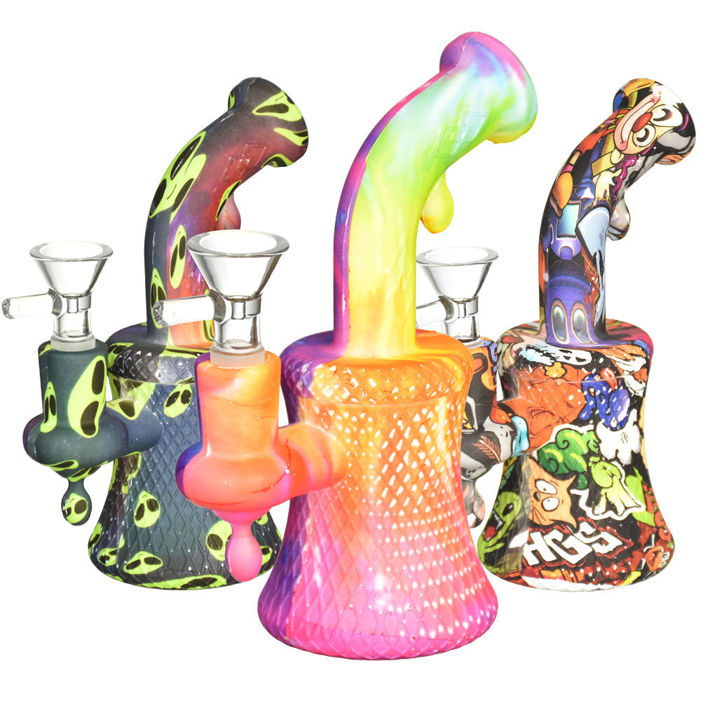 Allover Graphic Silicone Water Pipe | 6.5" | 14mm F