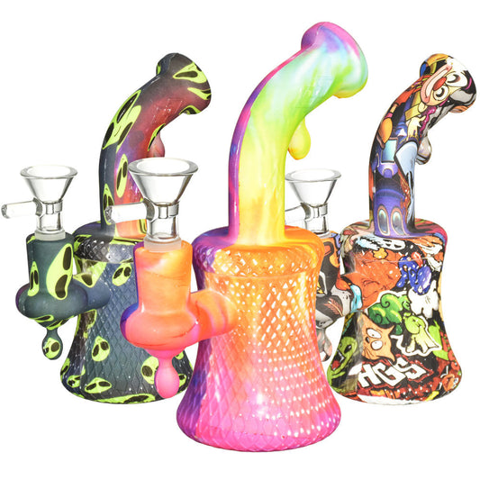 Allover Graphic Silicone Water Pipe | 6.5" | 14mm F