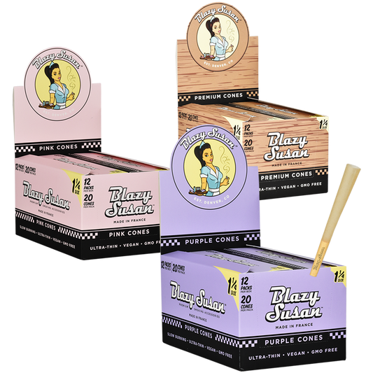 Blazy Susan Pre-Rolled Cones | 1 1/4 | 20pc Slide Box | 12pk Display