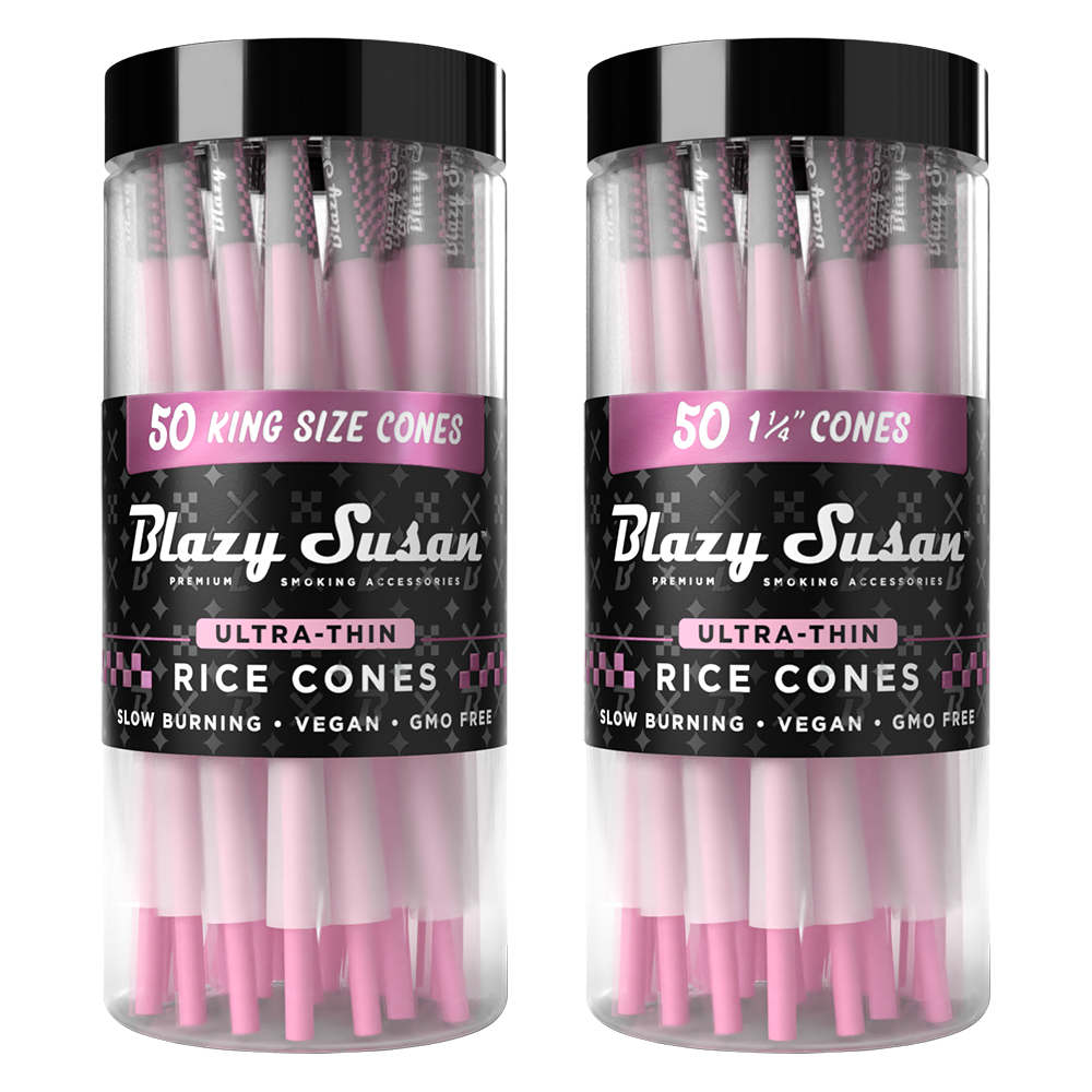 Blazy Susan Ultra Thin Rice Pre-Rolled Cones | 50ct Jar