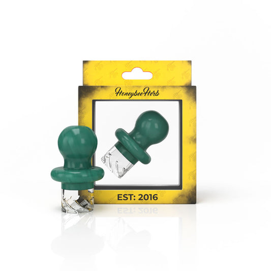 Honeybee Herb Button Top Vortex Glass Carb Cap - Spinner Style