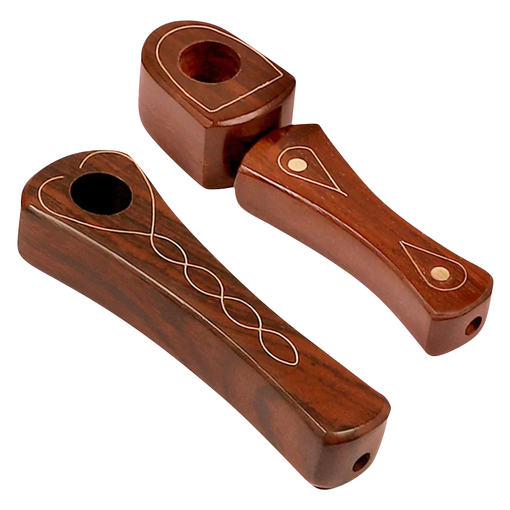 Brass Inlaid Wood Spoon Pipe