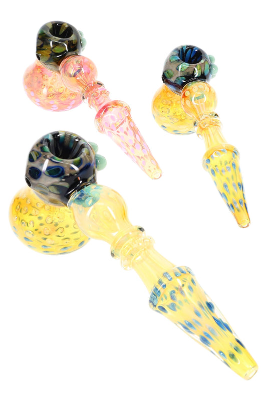 Fumed Dotted Glass Hammer Bubbler “Polka Pop” – 8.5″ – Assorted Colors