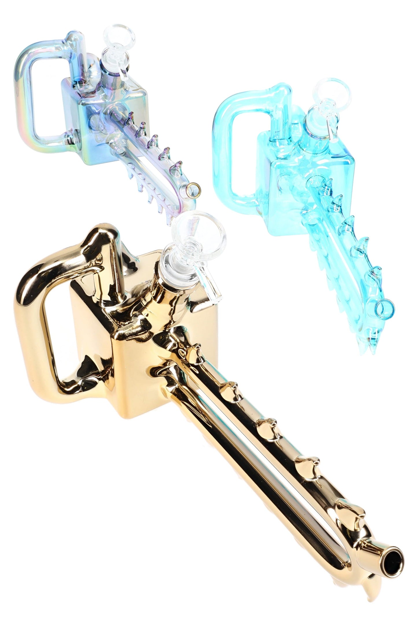 Glass Chainsaw Bong “RipSaw” – Glass-on-Glass – 11″ – Assorted Colors