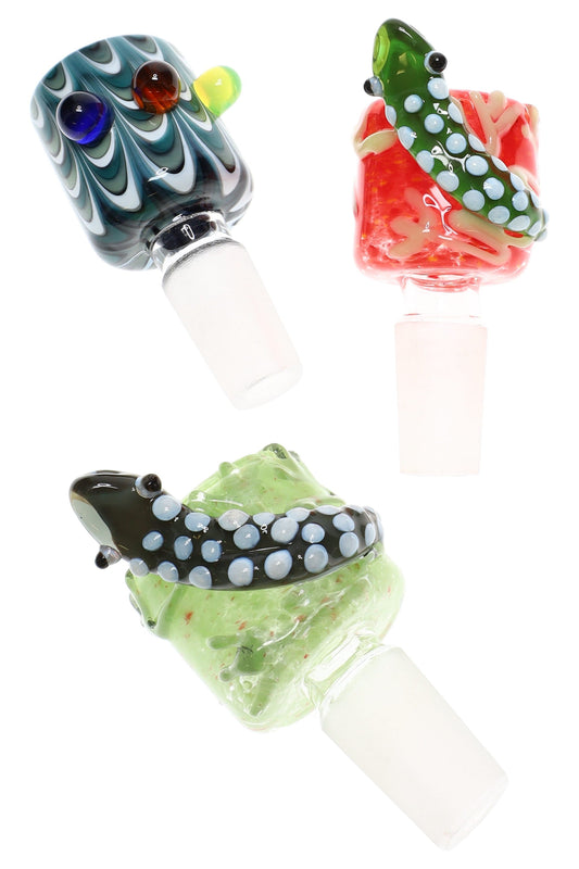 Glass-on-Glass 14.5 mm Male Bong Bowl “Wild Card” – Assorted