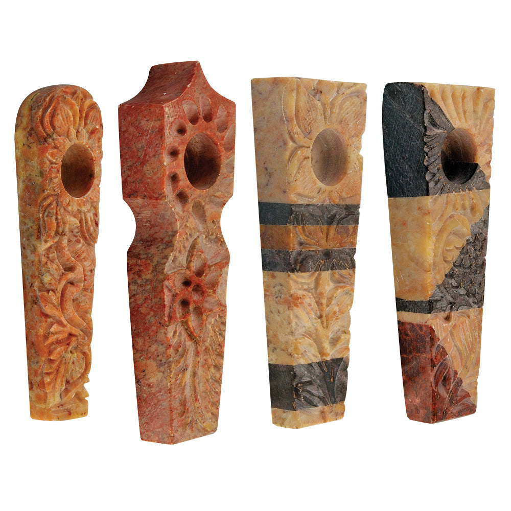 Carved Marble Stone Pipe - 8 Pack