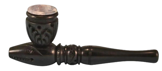 Gothic Stone Bowl Carved Wood Smoking Pipe | 4"