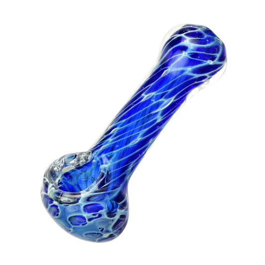 Cellular Blue Glass Spoon Pipe