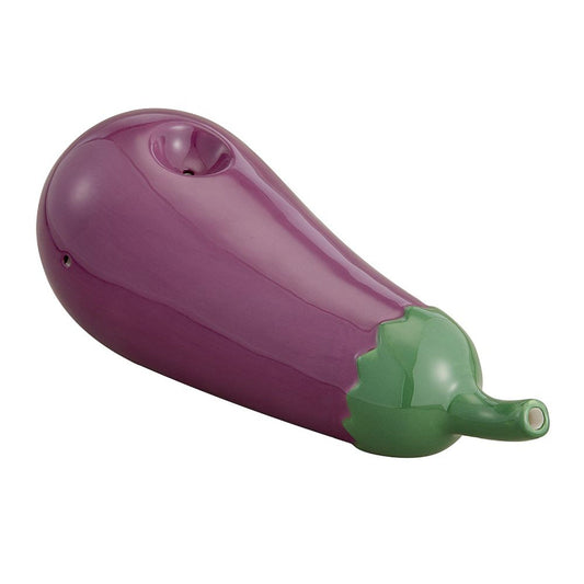 Ceramic Eggplant Pipe - 7in