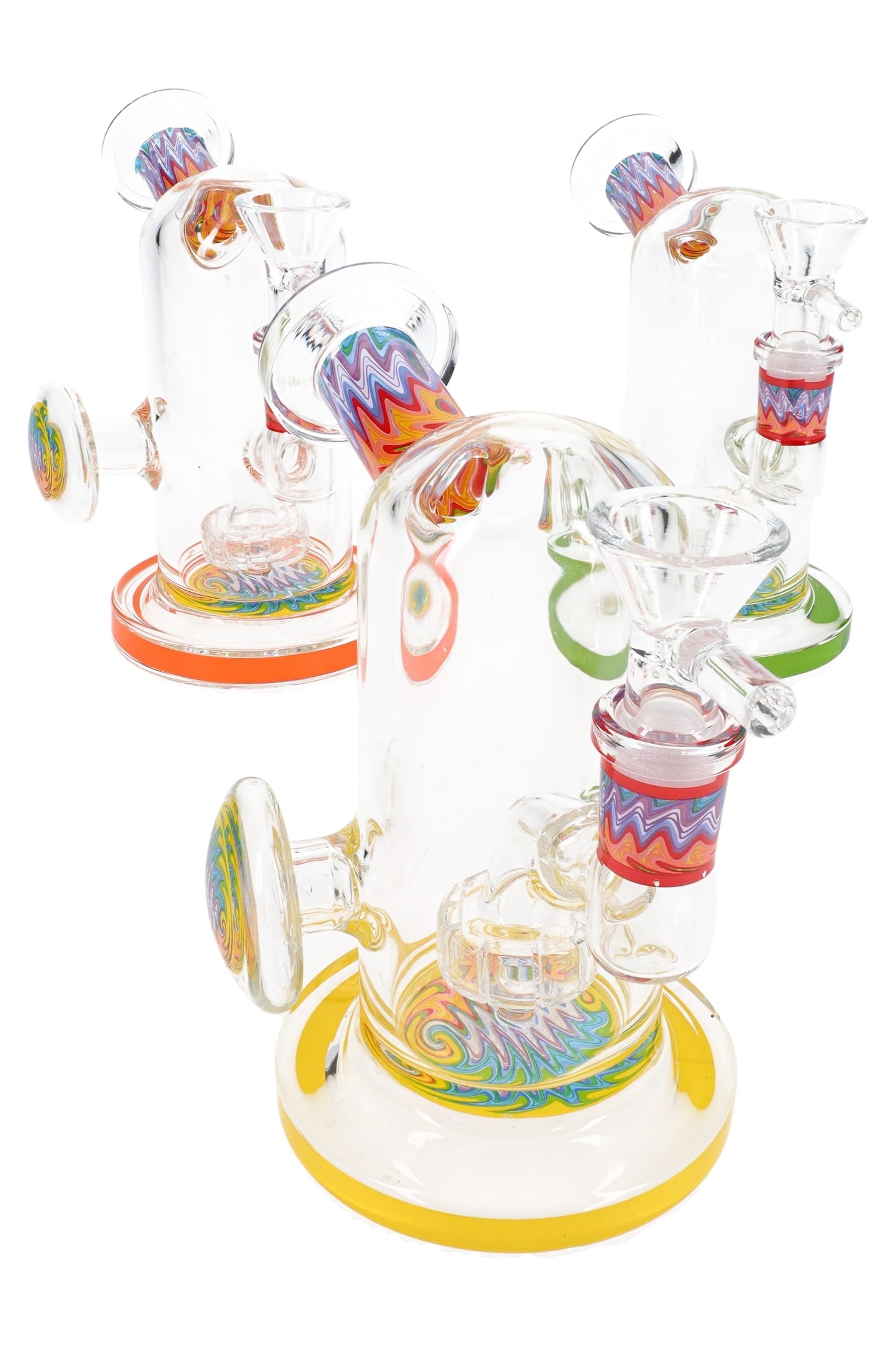 Reverse Stemless Glass Mini Bong “Ripple Swirl” – Showerhead Perc – 5″