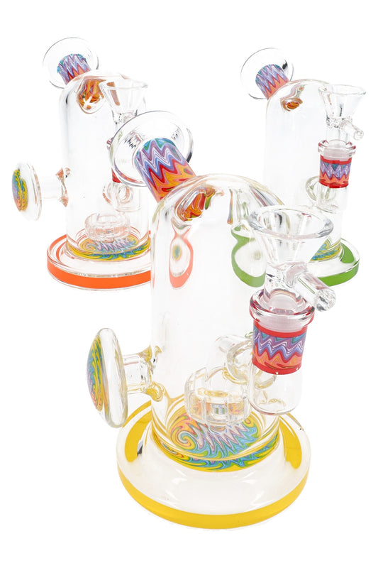 Reverse Stemless Glass Mini Bong “Ripple Swirl” – Showerhead Perc – 5″