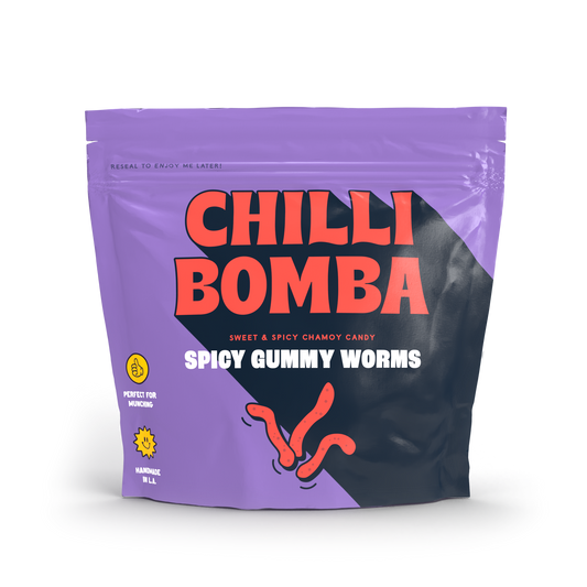 CHILLY BOMBA Sweet & Spicy Gummy Worms 8oz - Flavor Explosion