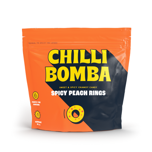 CHILLY BOMBA Spicy Peach Rings - Sweet & Spicy Candy 8oz