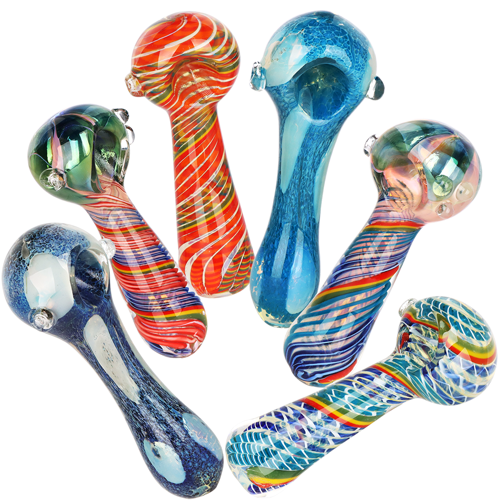 Delicious Dreams Glass Spoon Pipes | 4.5"-5" | Assorted Colors & Styles | 6ct Bundle