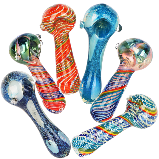 Delicious Dreams Glass Spoon Pipes | 4.5"-5" | Assorted Colors & Styles | 6ct Bundle